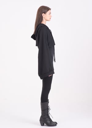 Image of Hooded Shrug With Overlong  & Puff Sleeves