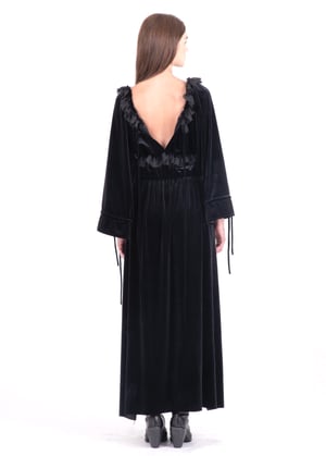 Image of Mona Lace Up Long Dress in Black Velvet 