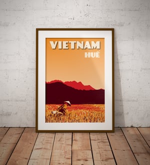 Image of Vintage poster Vietnam - Hue rice field - Fine Art Print