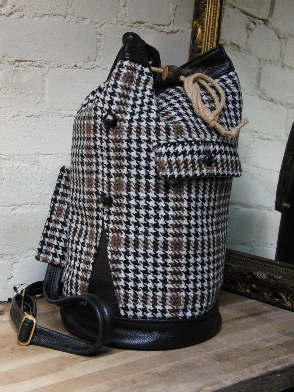 tweed duffle bag