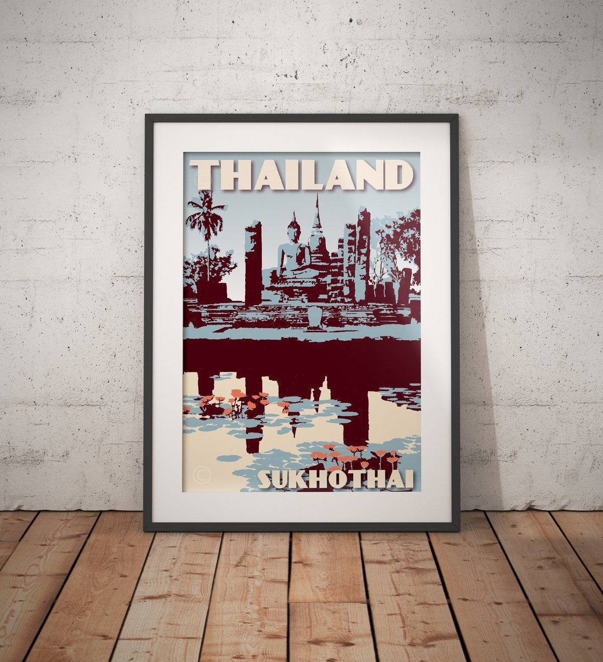 Image of Vintage poster Thailand - Sukhothai - Fine Art Print 
