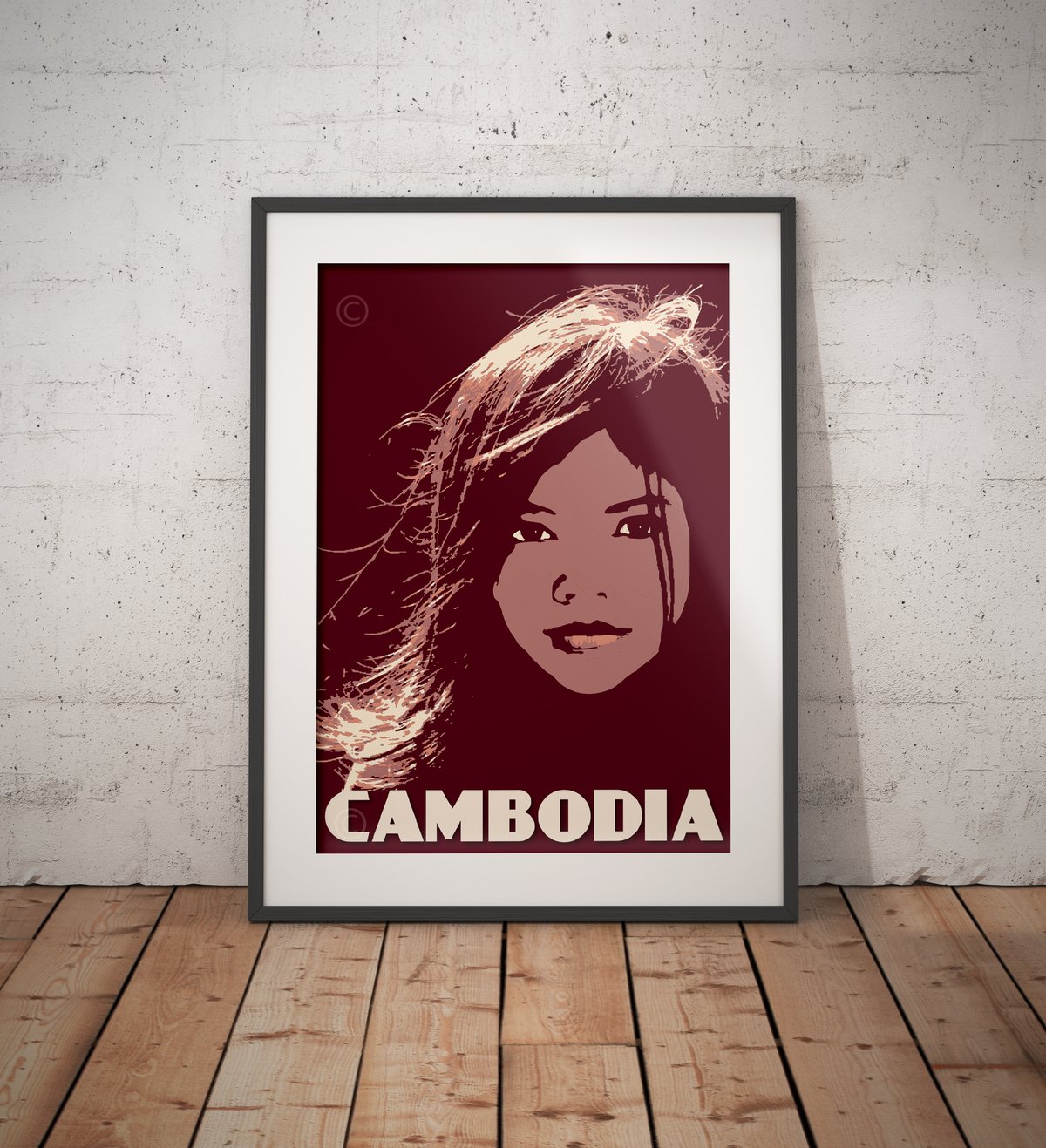 Image of Vintage poster Cambodia - Young Girl - Portrait - Fine Art Print 