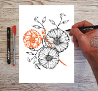 Image 1 of Black and Orange Tattoo Flowers