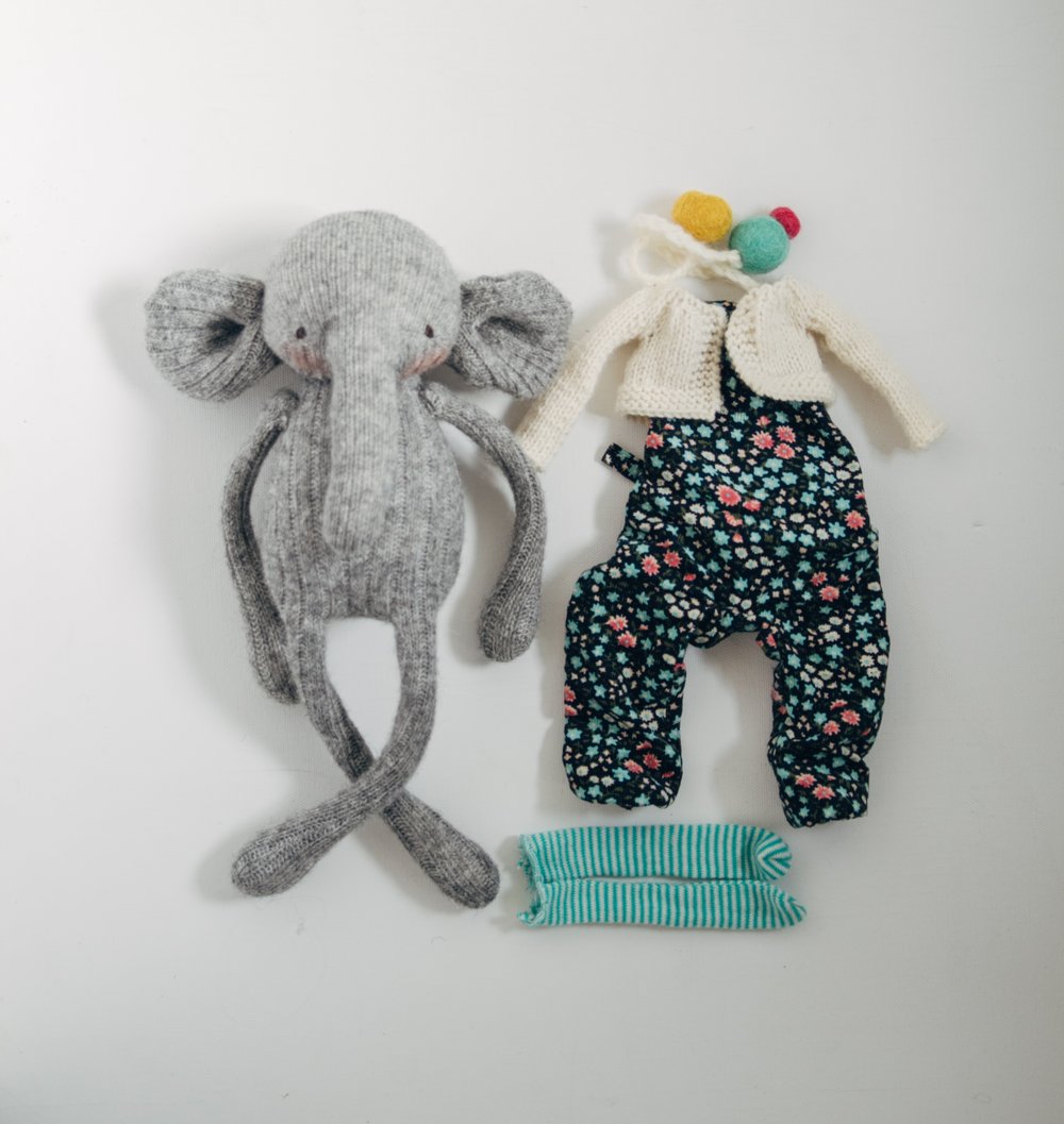 Image of Ellen - Wool Filled Sculpted Sock Elephant with weighted bum