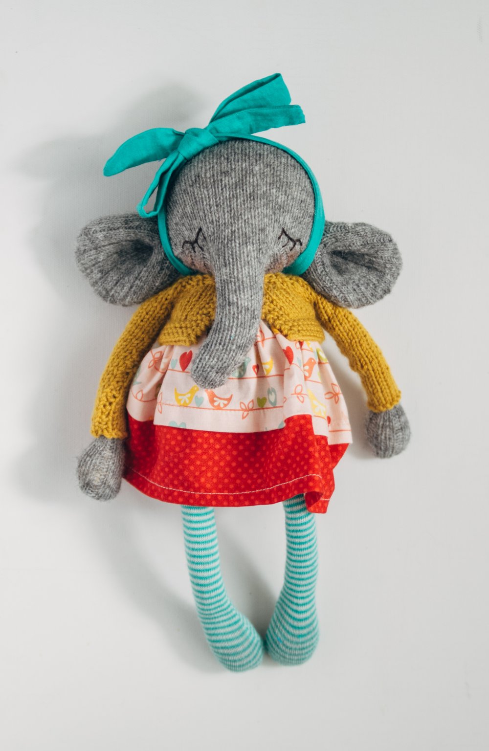 Image of Phyllis - Wool Filled Sculpted Sock Elephant with weighted bottom