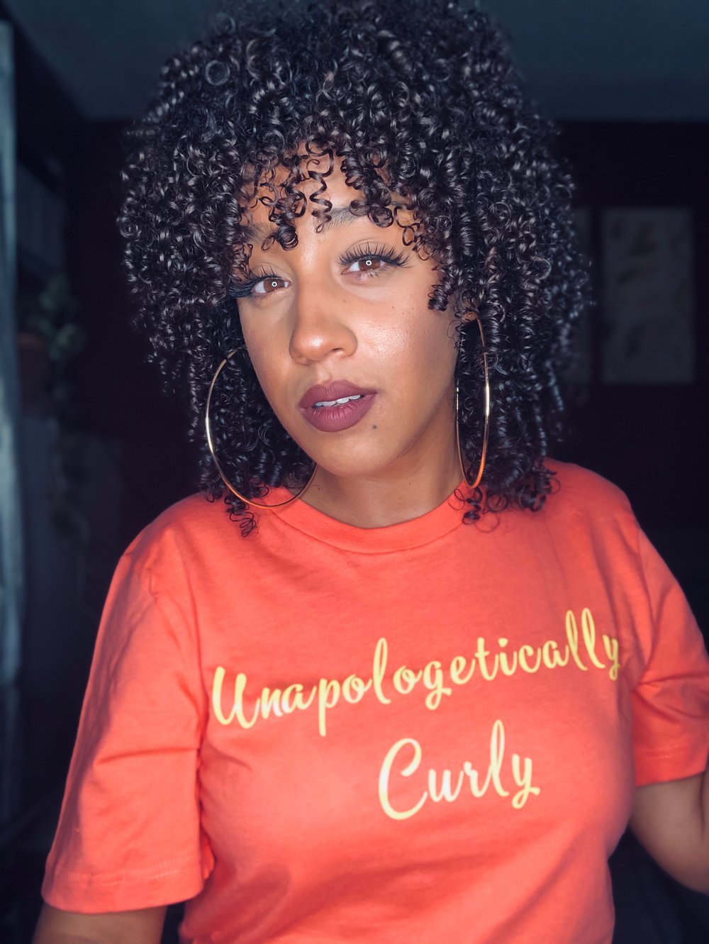 Image of Coral Unapologetically Curly T-Shirt