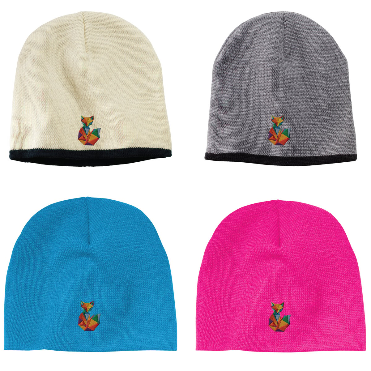 Image of Rainbow Fox Embroidered Beanie