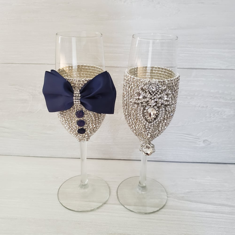 "Teresa" Bling Champagne Glasses (Available in other colors)