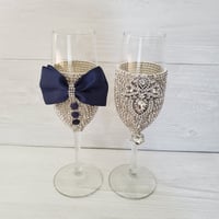 Image 4 of "Teresa" Bling Champagne Glasses (Available in other colors)
