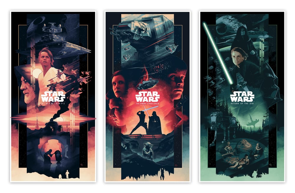 Image of JOHN GUYDO "ORIGINAL STAR WARS SAGA TRIPTYCH" AP SET