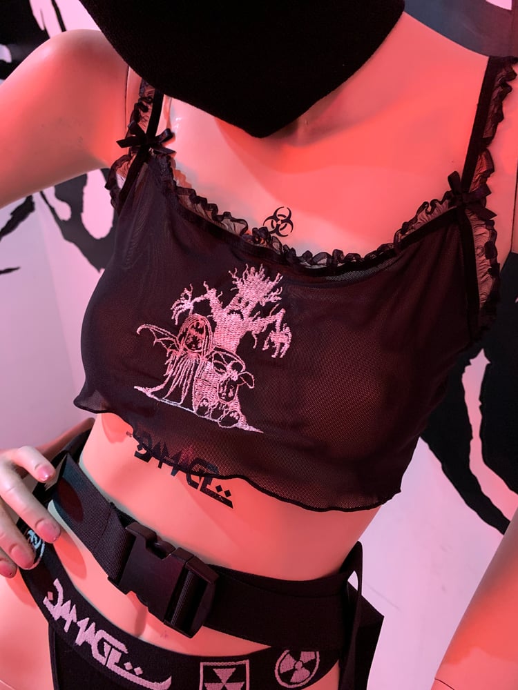 Image of Purgatory /// Burial’ embroidery mesh bralet (black)