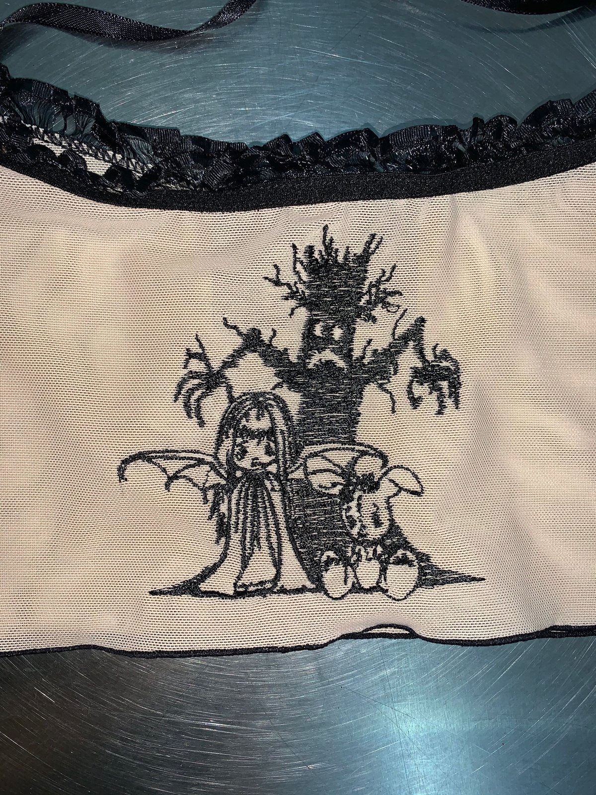 Image of Purgatory /// Burialâ€™ embroidery mesh bralet (nude)