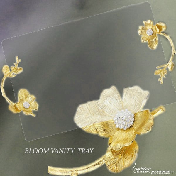 Image of Bloom Glass Vanity Tray Gold