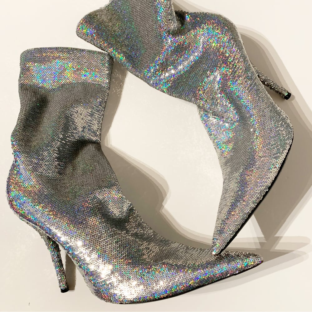 Image of BALENCIAGA SEQUIN KNIFE BOOT