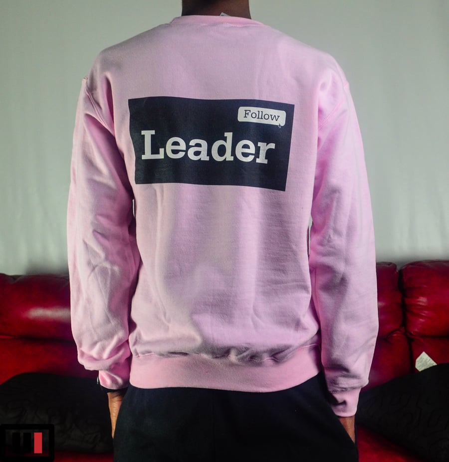 Image of Follow the Leader Light Pink Sweatshirt (black, white)