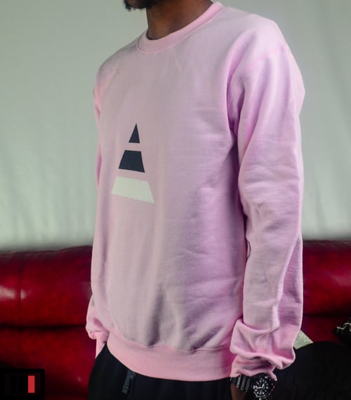 Image of Follow the Leader Light Pink Sweatshirt (black, white)