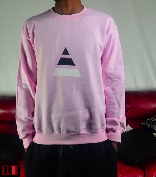 Image of Follow the Leader Light Pink Sweatshirt (black, white)