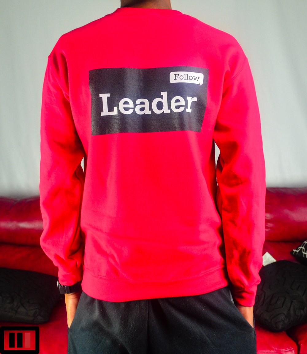 Image of Follow the Leader Red Sweatshirt (black, white)