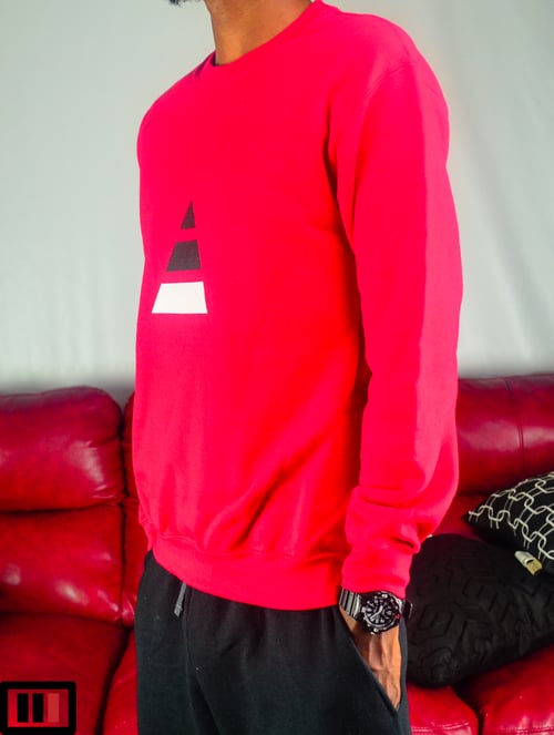 Image of Follow the Leader Red Sweatshirt (black, white)