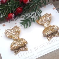 Image 1 of Gold Glitter Pigtail Bows