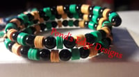 Image 1 of Yellow Black and Green Memory Wire Bracelet