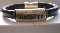 Live to Ride Men's Black Leather Bracelet