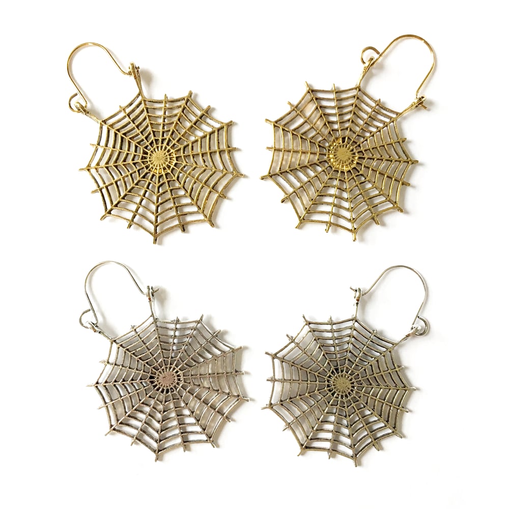 Image of Antique Spiderweb Oversized Hoop Earrings