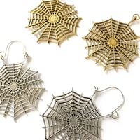 Image 2 of Antique Spiderweb Oversized Hoop Earrings