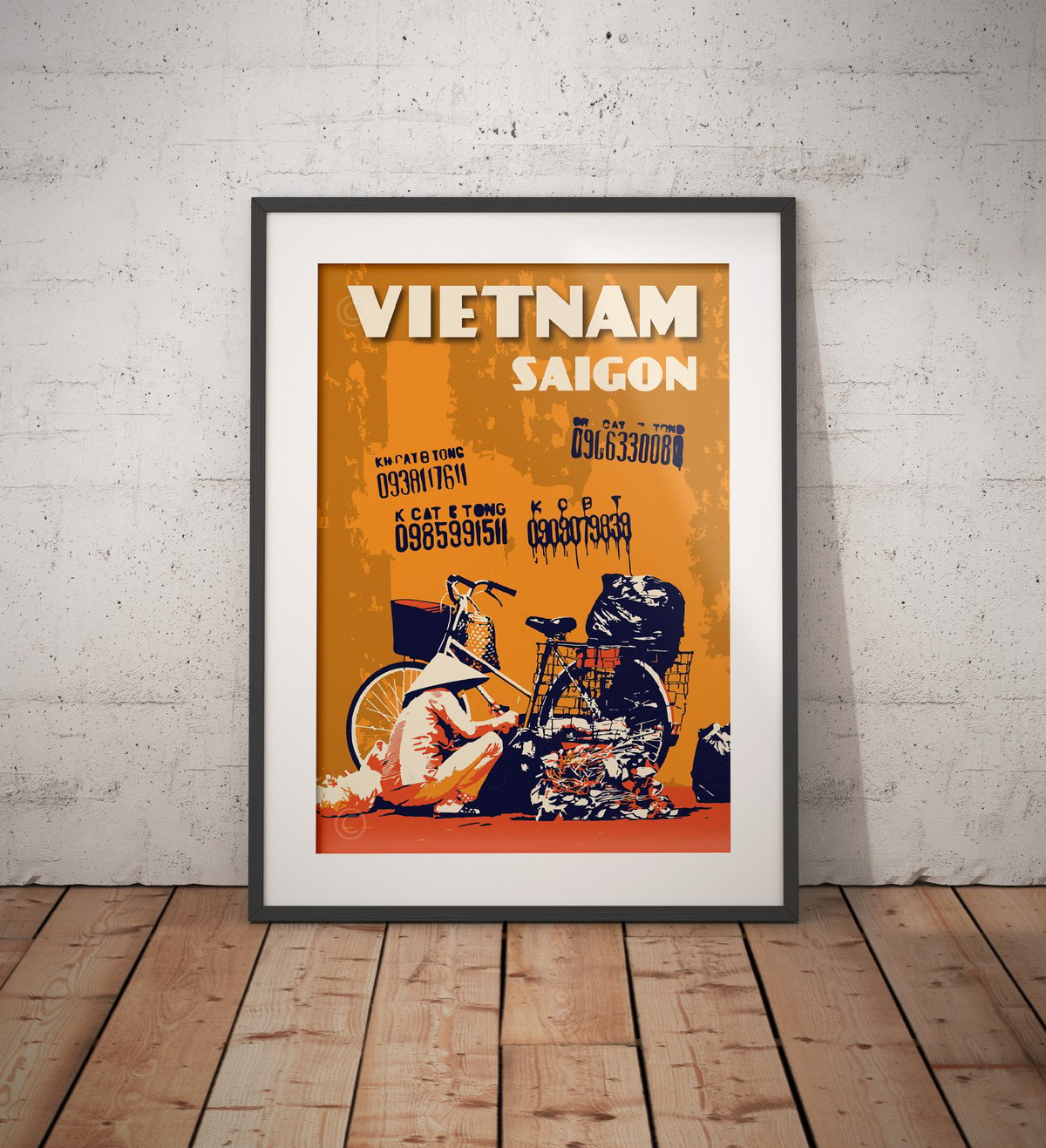 Image of Vintage poster Vietnam - Saigon Bicycle - Fine Art Print