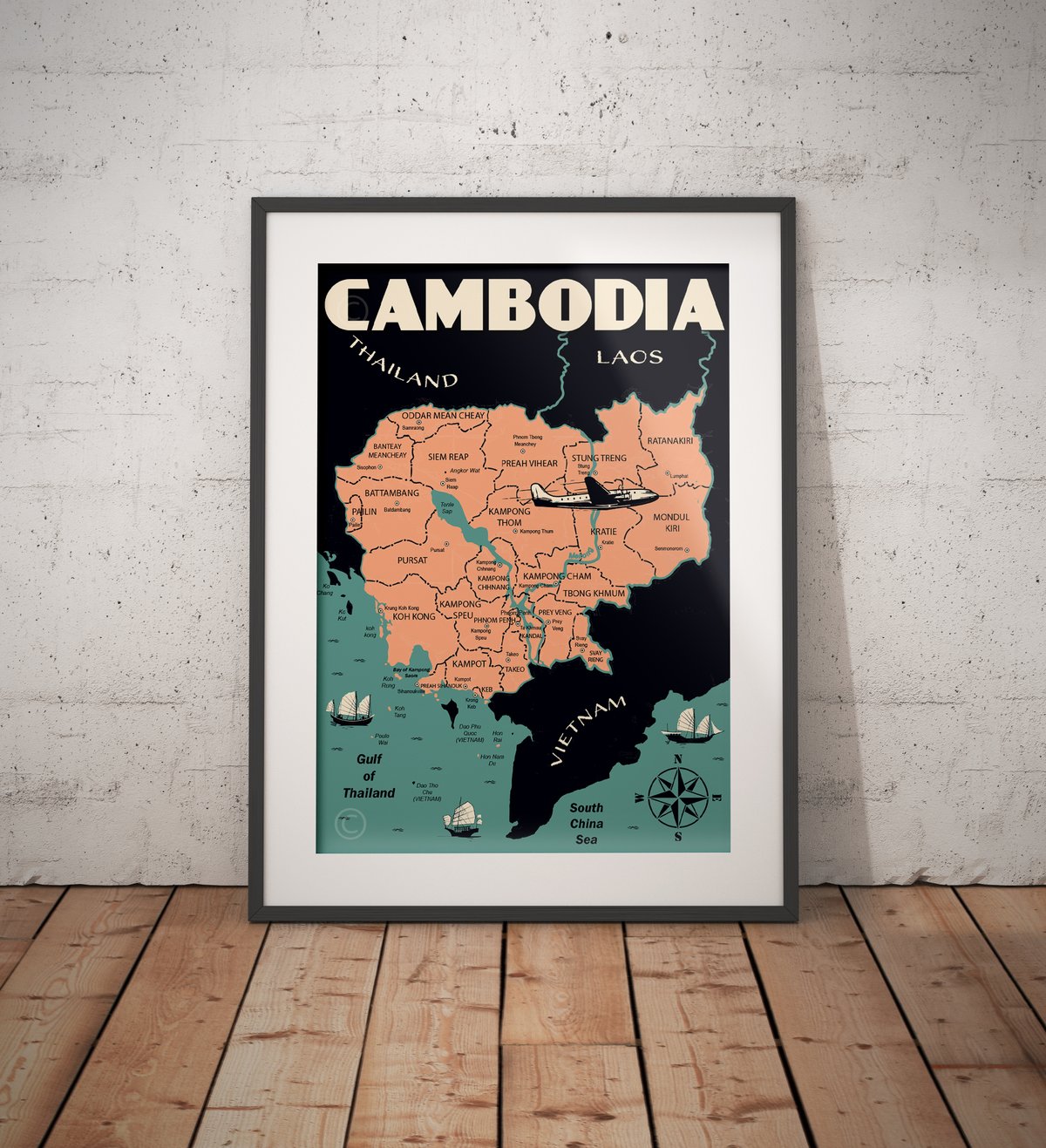 herwinnen meubilair Majestueus Vintage Souvenirs Cambodia - Posters & Maps | Vintage Poster