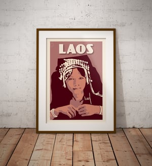 Image of Vintage poster Laos - Akha woman - Fine Art Print 