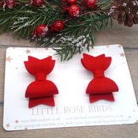 Image 2 of Red Felt Pigtail Bows