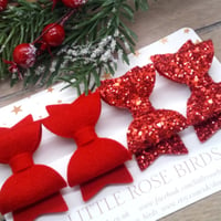 Image 2 of Red Felt & Red Glitter Bow Set