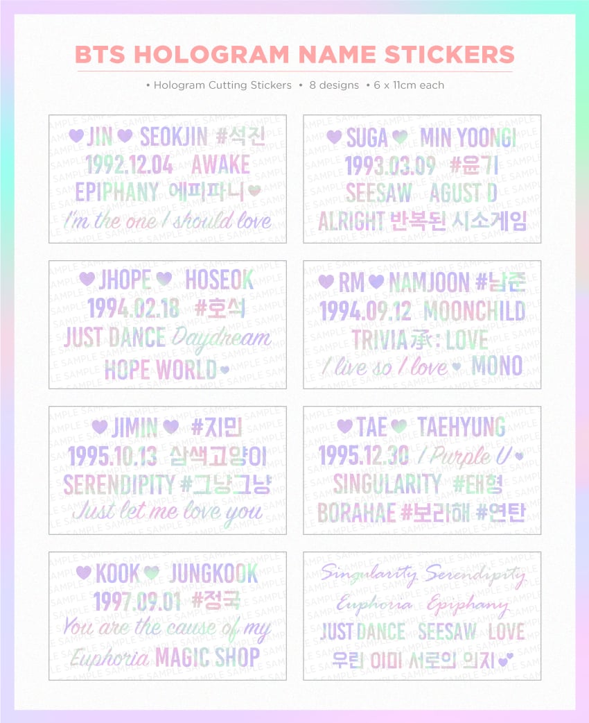 Image of BTS Hologram Name Stickers