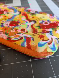 Image 3 of Asian Crane with Folding Fans Zippered Pouch 