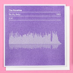 Image of The Ronettes Valentines Card, 'Be My Baby' Song Sound Wave card with lyrics