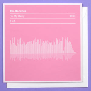 Image of The Ronettes Valentines Card, 'Be My Baby' Song Sound Wave card with lyrics
