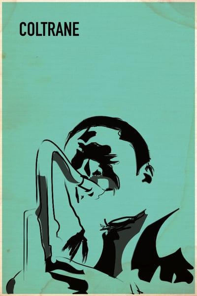 Image of John Coltrane brush minimalist vintage jazz poster 24 x 36