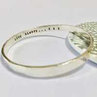 Image 3 of Personalised Silver Hammered Bangle 