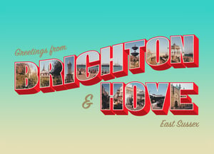 Brighton & Hove Vintage American Inspired Postcard A3 Giclée Print