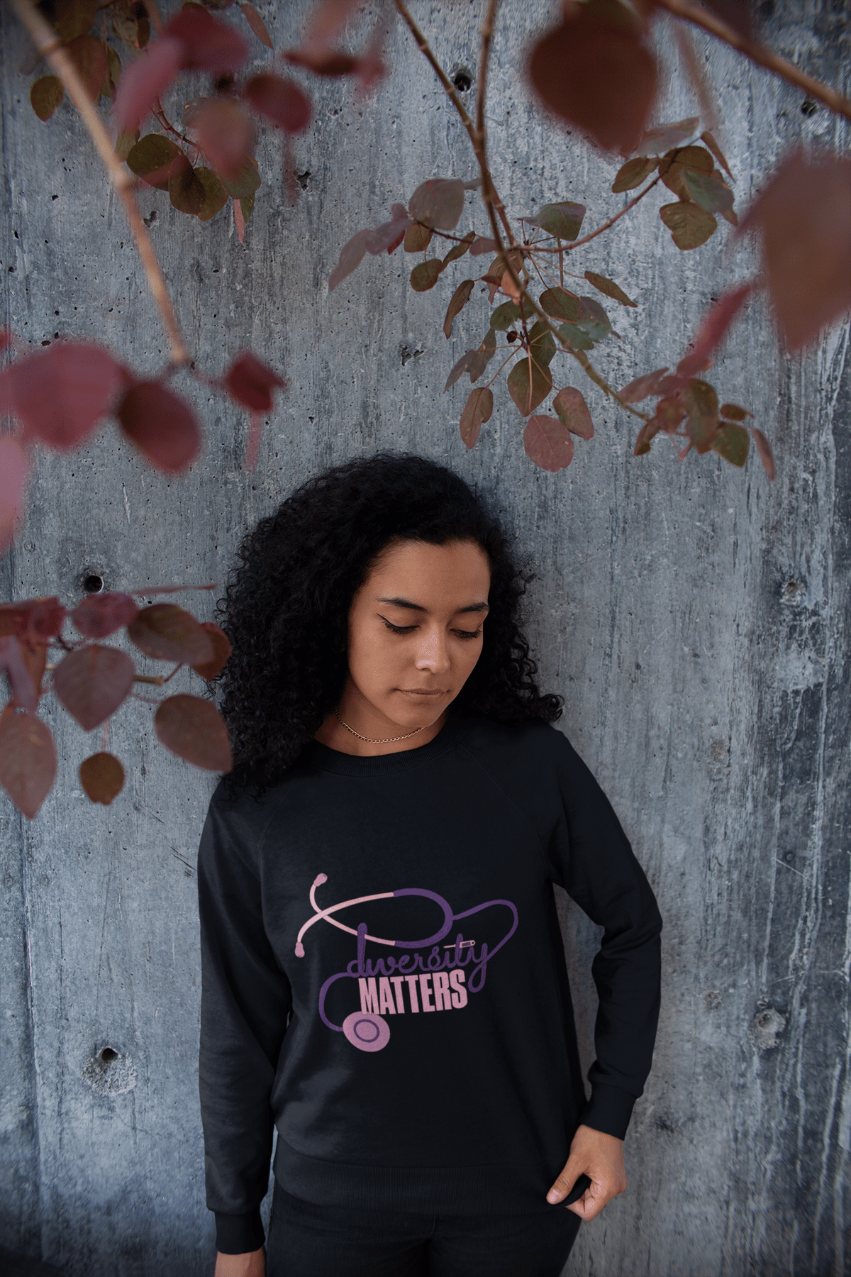 Image of Black Sweatshirt-Purple/Pink