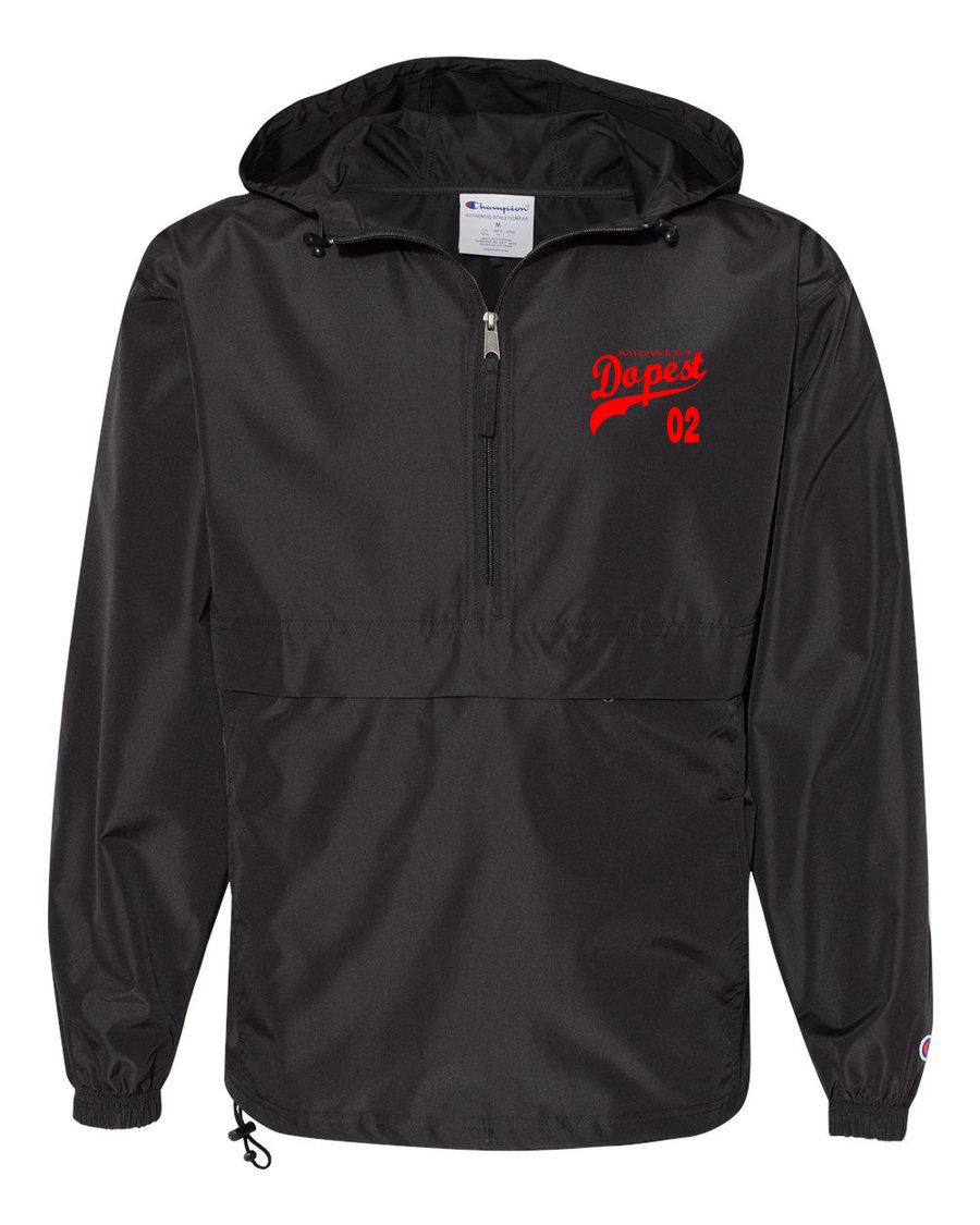 Image of Black & Red MidWest Dopest half zip hooded pullover 