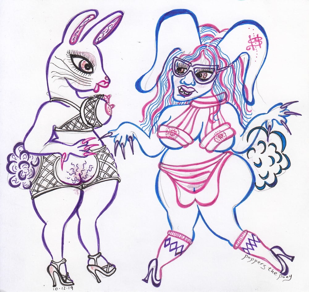 Image of Ink Drawing - Lydia & the Money Bunny