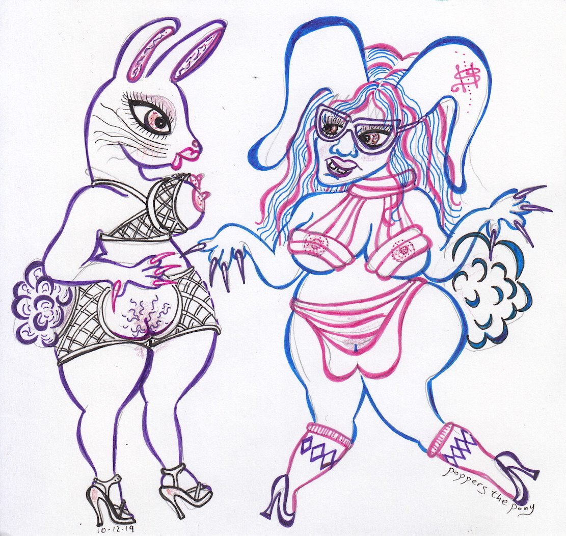 Image of Ink Drawing - Lydia & the Money Bunny