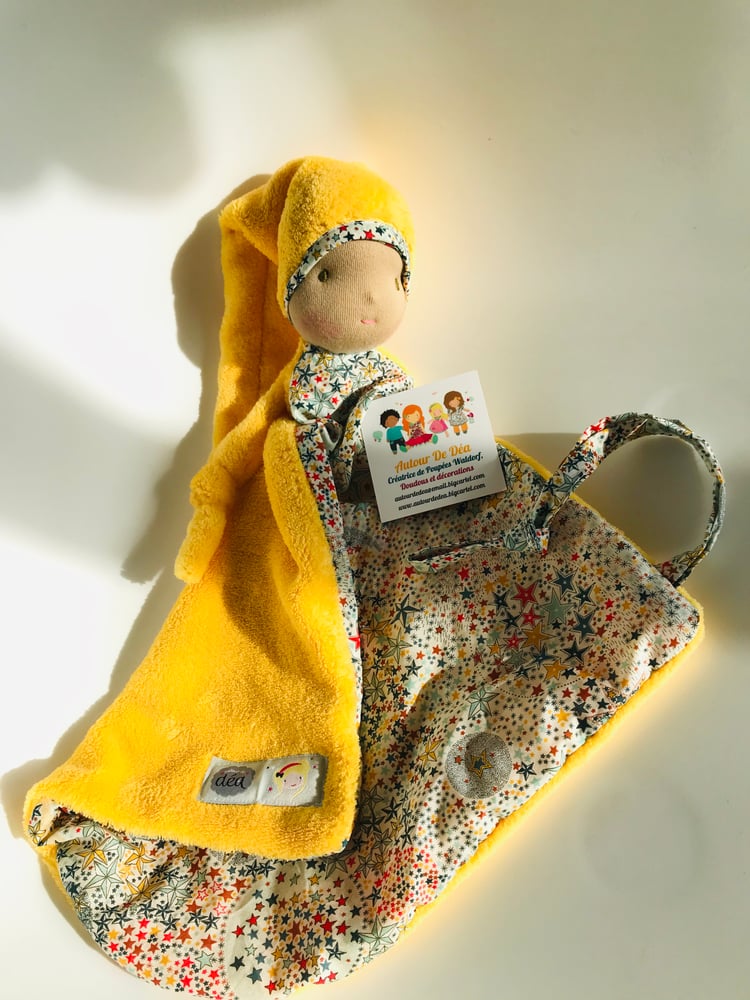 Image of Doudou waldorf jaune et Liberty