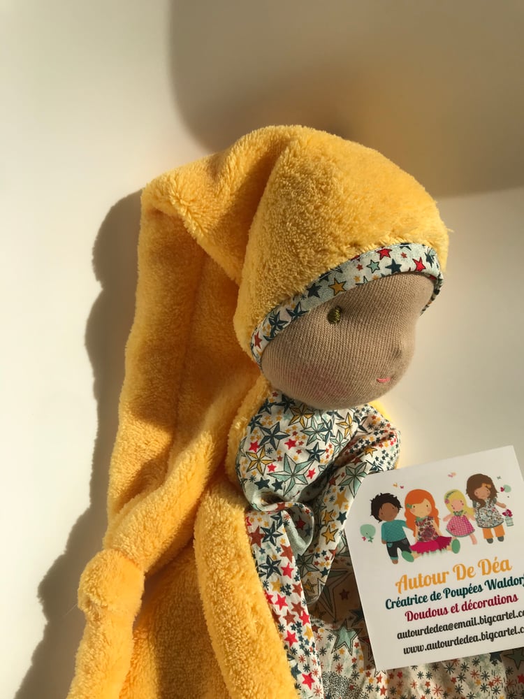 Image of Doudou waldorf jaune et Liberty