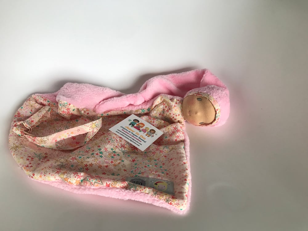Image of Doudou waldorf rose tendre et Liberty