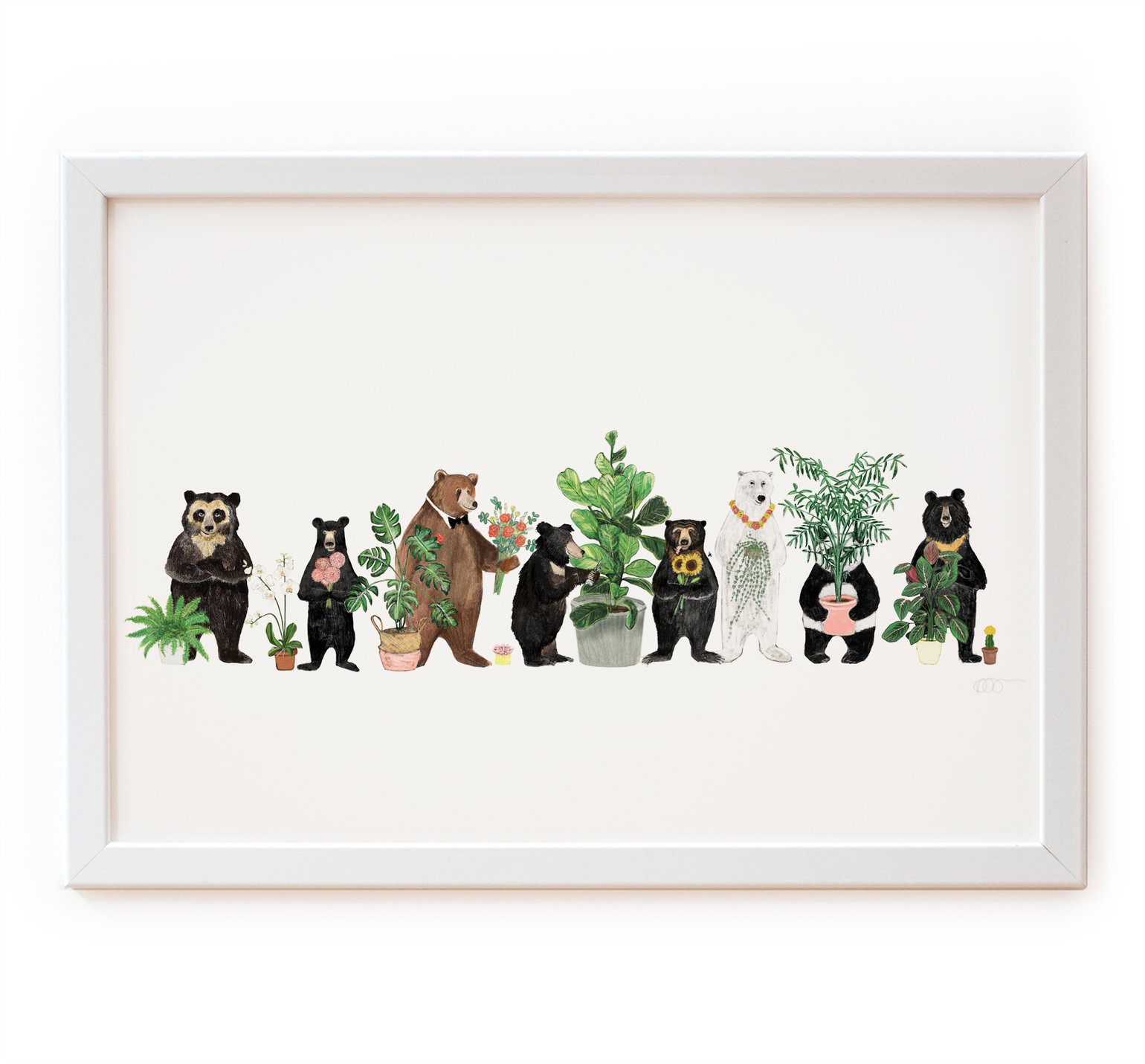 Image of Bears and Plants on White 