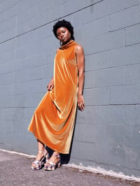 Image 1 of Marigold Cowl Neck Velvet dress 
