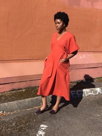 Image 1 of 50% off SAMPLE SALE / SMALL Holly Stalder Rust Linen Tie  Back Dress 